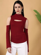 Kotty Keyhole Neck Cold-Shoulder Top