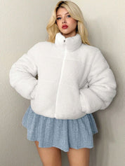 Kotty Women Stand Collar Self Design Open Front Jacket