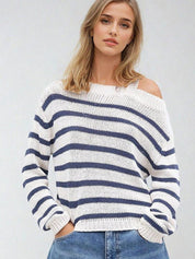 Kotty Women Striped Long Sleeves Pullover Sweater