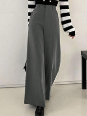 Kotty Women Grey High-Rise Wide Leg Formal Trouser