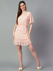 Kotty Floral Print Flared Sleeve Fit & Flare Dress