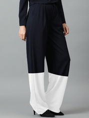 Kotty Women Solid Colourblocked High-Rise Easy Wash Trousers