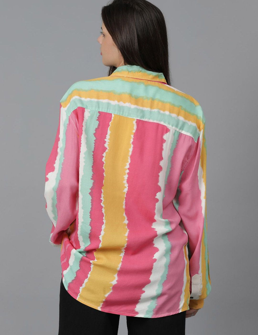 Kotty Women Spread Collar Dyed Cotton Oversized Casual Shirt