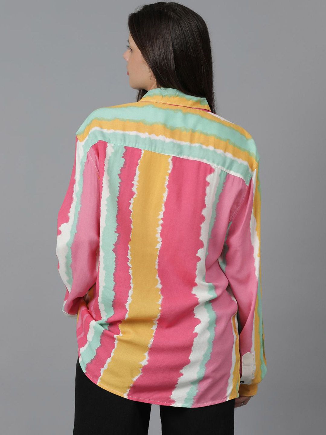 Kotty Women Spread Collar Dyed Cotton Oversized Casual Shirt