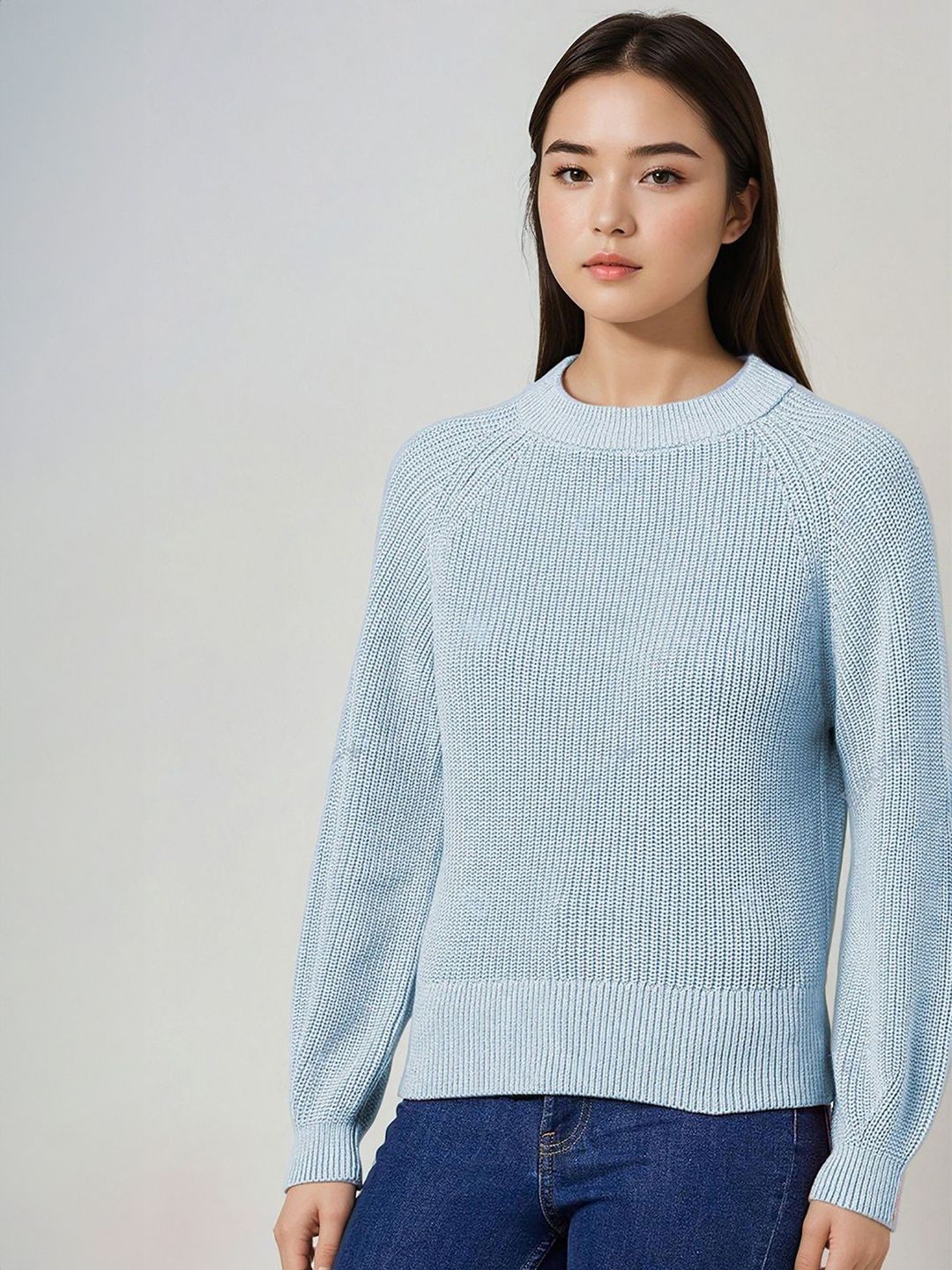 Kotty Women Self Design Round Neck Long Sleeves Pullover Sweaters