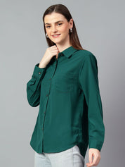 Kotty Women Comfort Spread Collar Solid Oversized Casual Shirt
