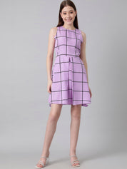  Kotty women's chic checked print fit and flare dress