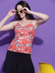 Kotty Women Abstract Printed Sweetheart Neck Top