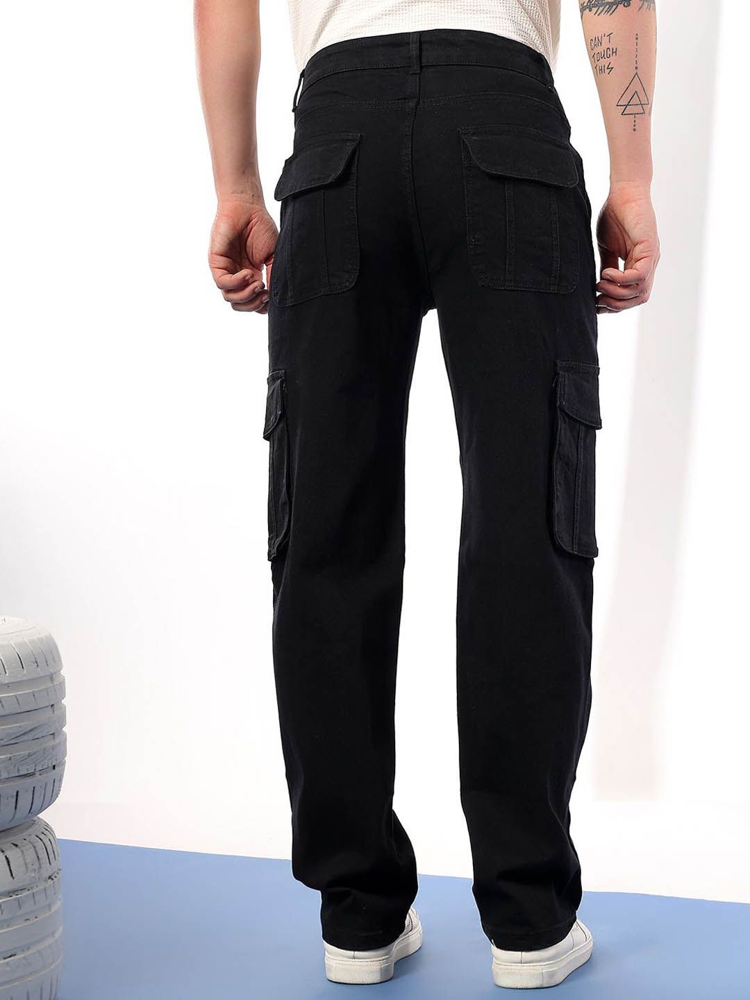 Kotty Men Comfort Regular Fit Mid-Rise Cargo Styles Cotton Jeans