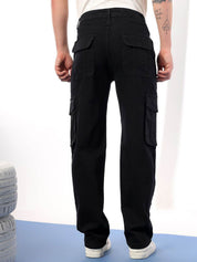 Kotty Men Comfort Regular Fit Mid-Rise Cargo Styles Cotton Jeans