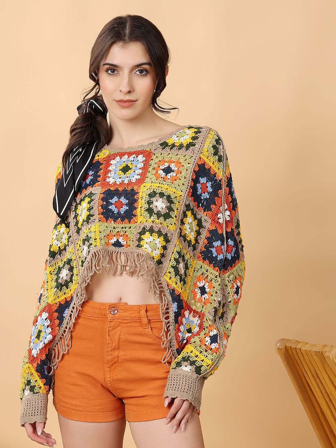 Kotty Women Embellished Print Cotton Top