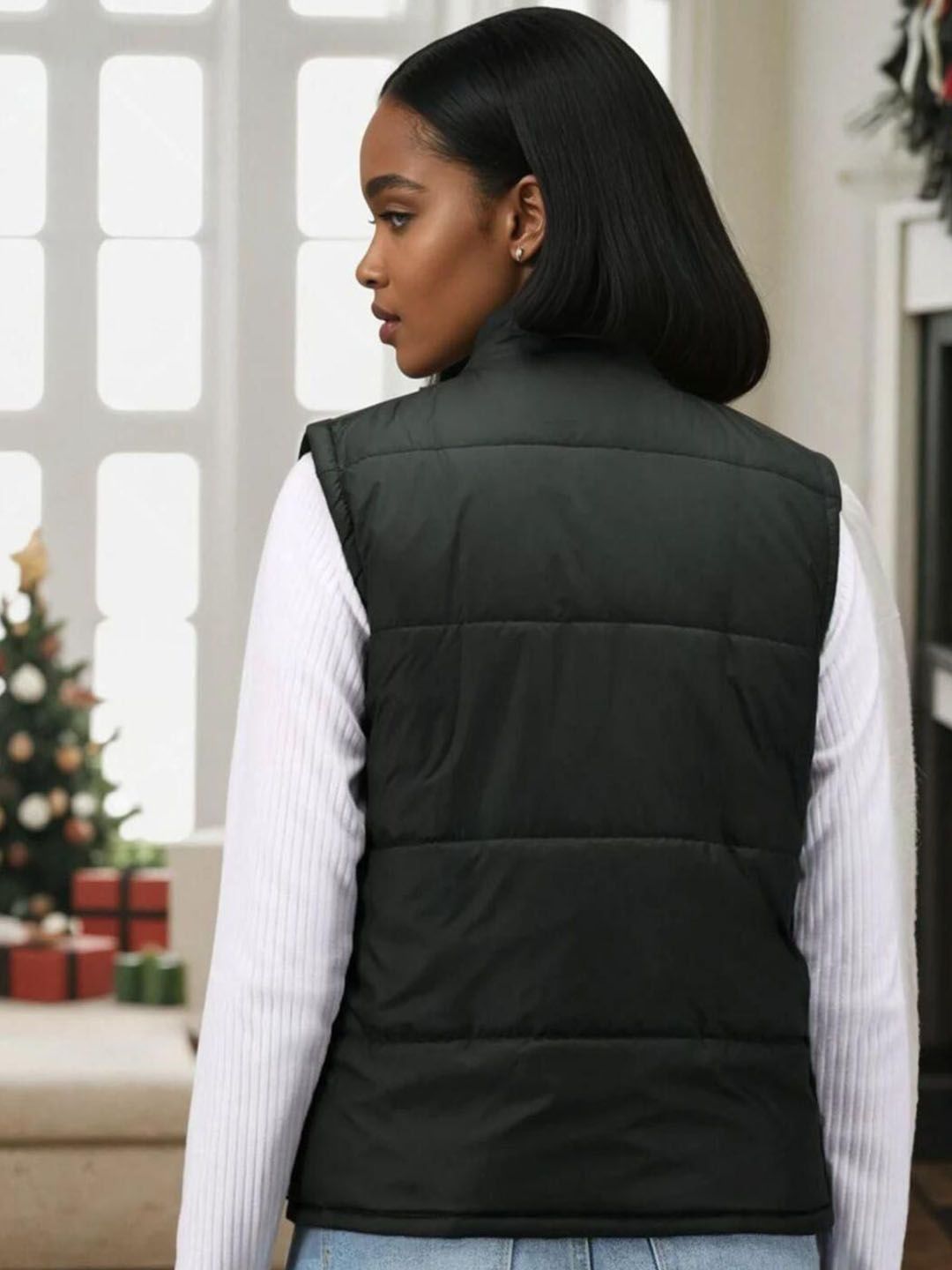 Kotty Women Stand Collar Solid Lightweight Gilet Jacket