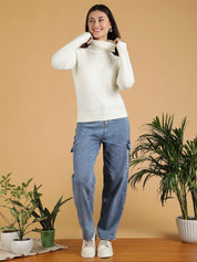 Kotty Women Self Design Cable Knit Pullover Sweater 