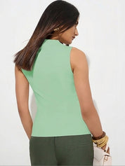 Kotty Top Forest Green Women's High Sleeveless Fashion
