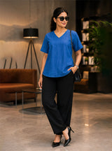 Women's Blue Relaxed Fit top