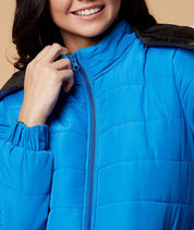 Kotty Women's Blue Hooded Puffer Winter Jacket