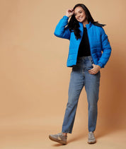 Kotty Women's Blue Hooded Puffer Winter Jacket