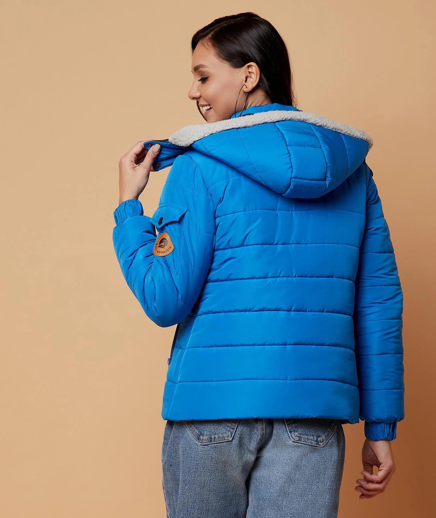 Kotty Women's Blue Hooded Puffer Winter Jacket