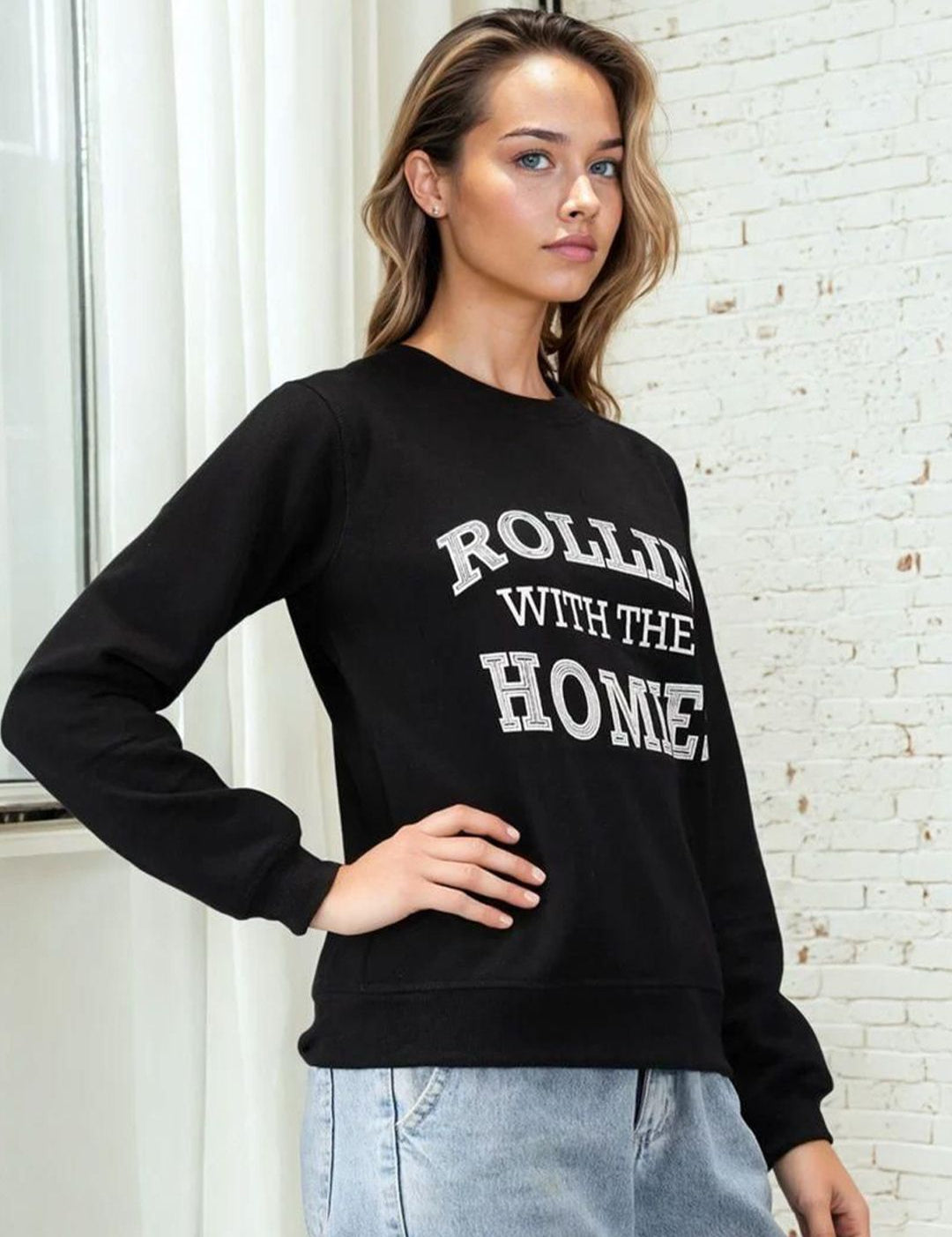Kotty Women Typography Printed Round Neck Sweatshirt