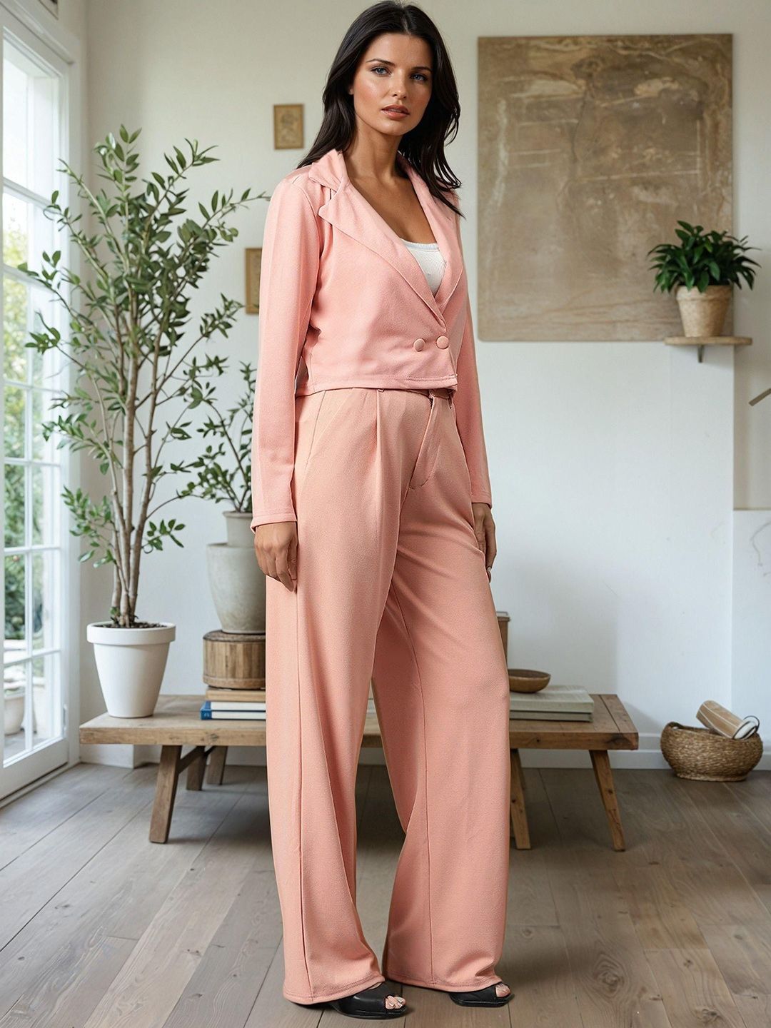 Kotty Lapel Collar Long Sleeves Coat With Trouser 