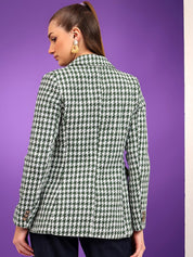 Kotty Notched Lapel Collar Checked Single Breasted Blazer