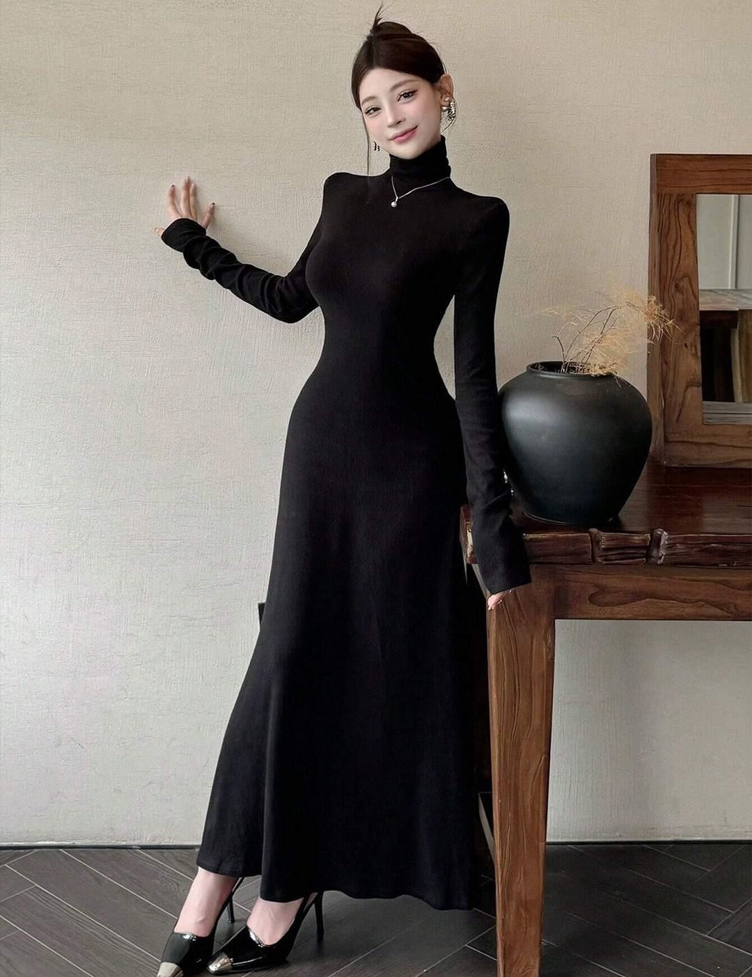 Kotty High Neck Flared Maxi Dress