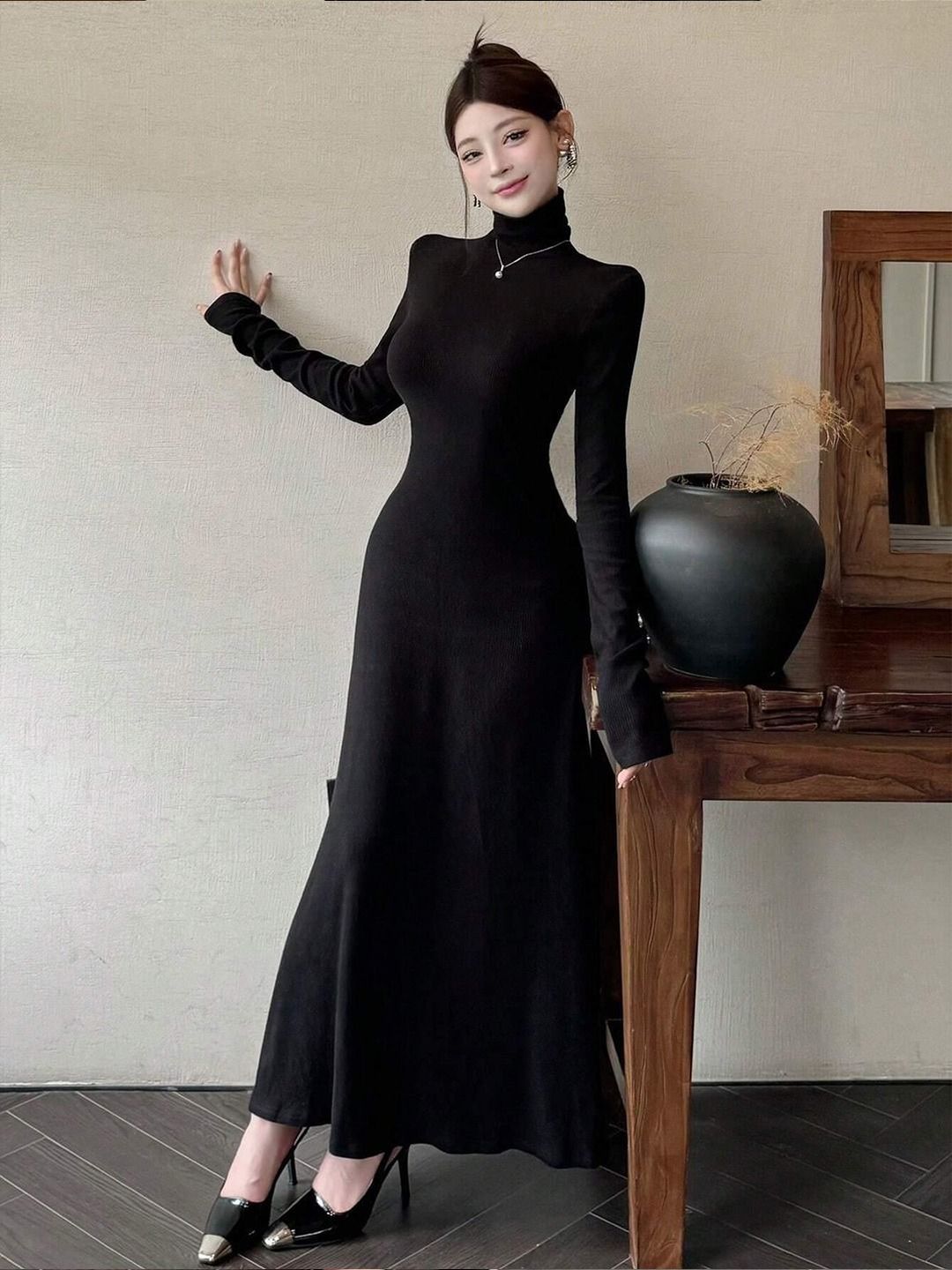 Kotty High Neck Flared Maxi Dress