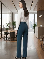 Blue Relaxed Fit High-Rise Trousers for Women | Kotty