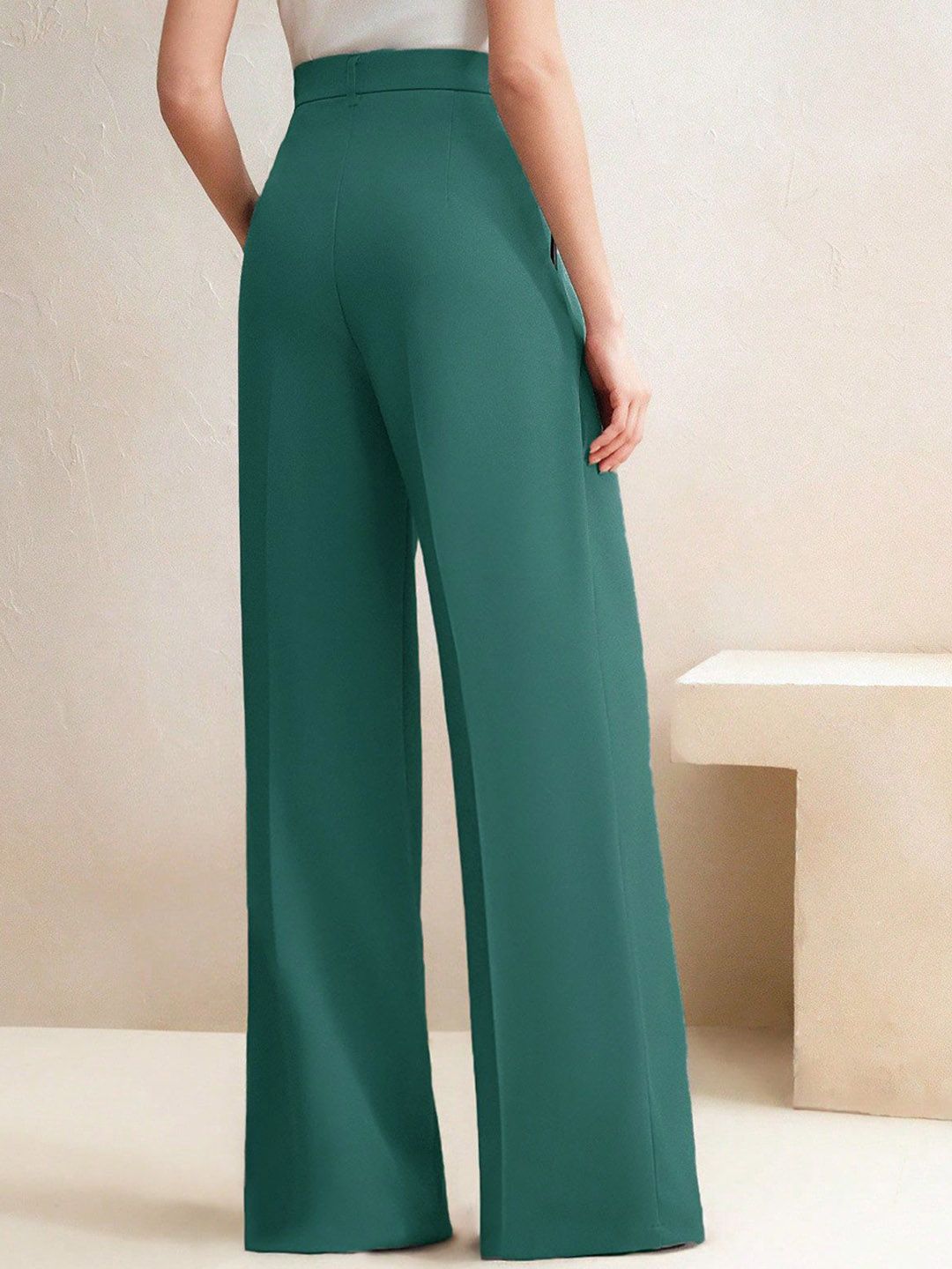 Kotty Women High-Rise Easy Wash Pleated Wide Leg Trousers
