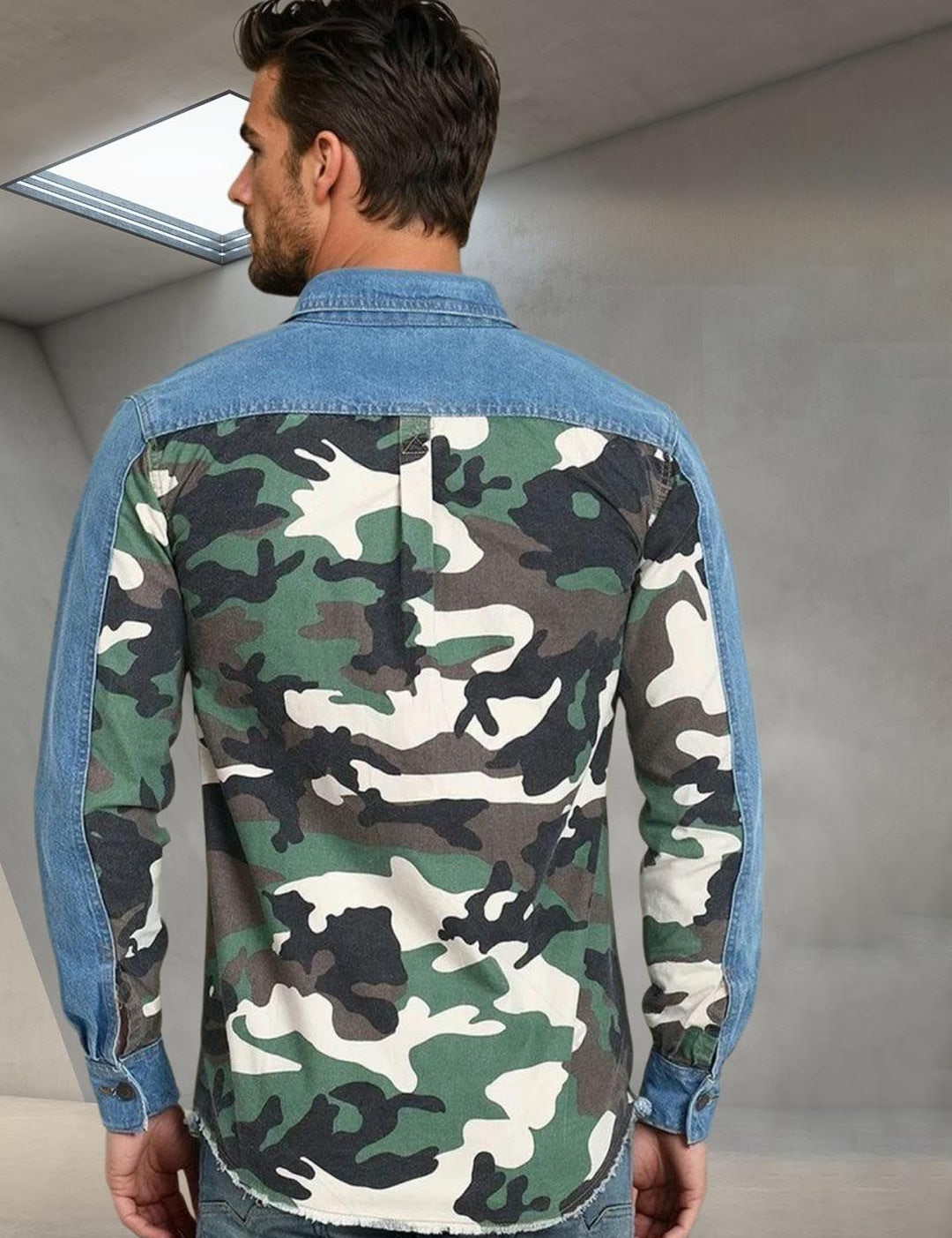 Kotty Abstract Printed Open Front Denim Jacket