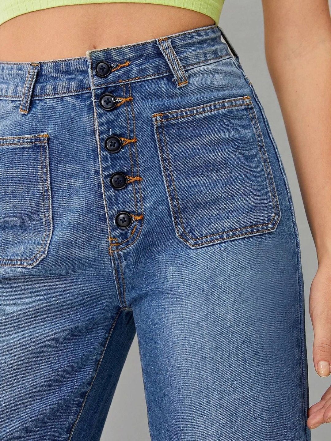 Kotty Girls Wide Leg High-Rise Stretchable Jeans