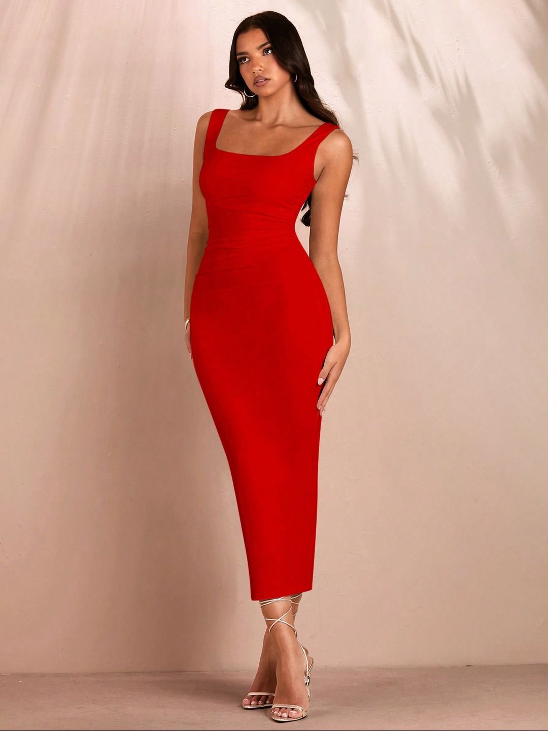 Kotty Women Solid Bodycon Midi Dress