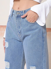 Kotty Women Jean High-Rise Flared Mildly Distressed Stretchable Jeans