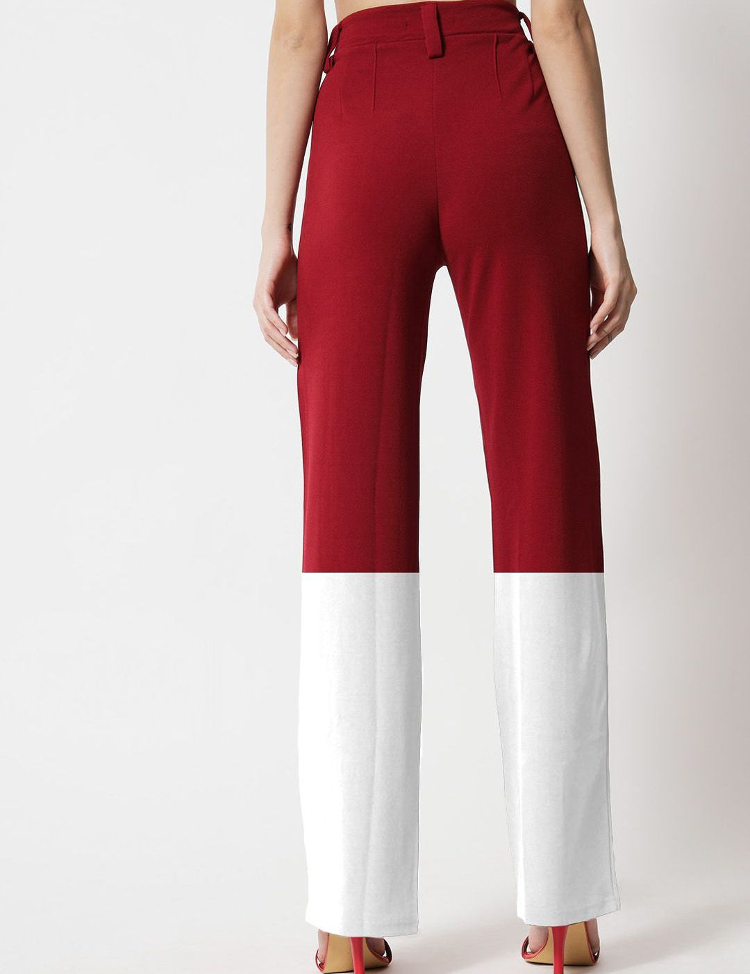 Kotty Women Colourblocked Relaxed Straight Leg Straight Fit High-Rise Easy Wash Trousers