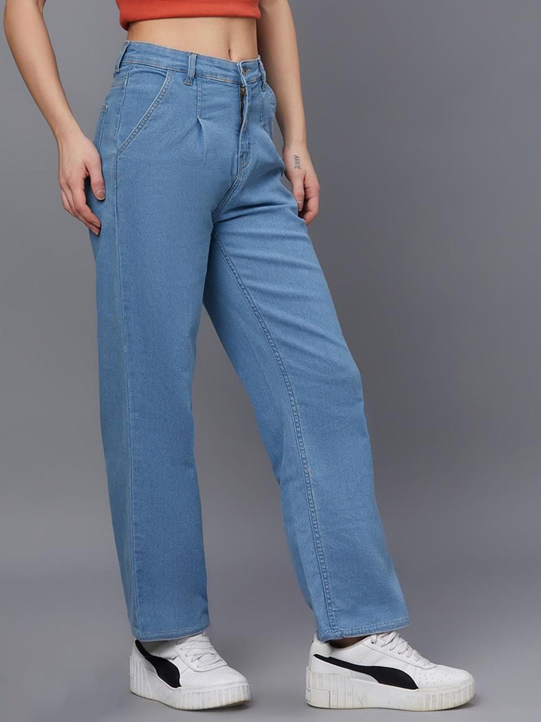 Kotty Women Wide Leg High-Rise Cotton Stretchable Jeans