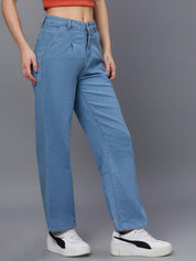 Kotty Women Wide Leg High-Rise Cotton Stretchable Jeans
