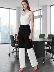Black Regular Fit Mid-Rise Trousers for Women | Kotty