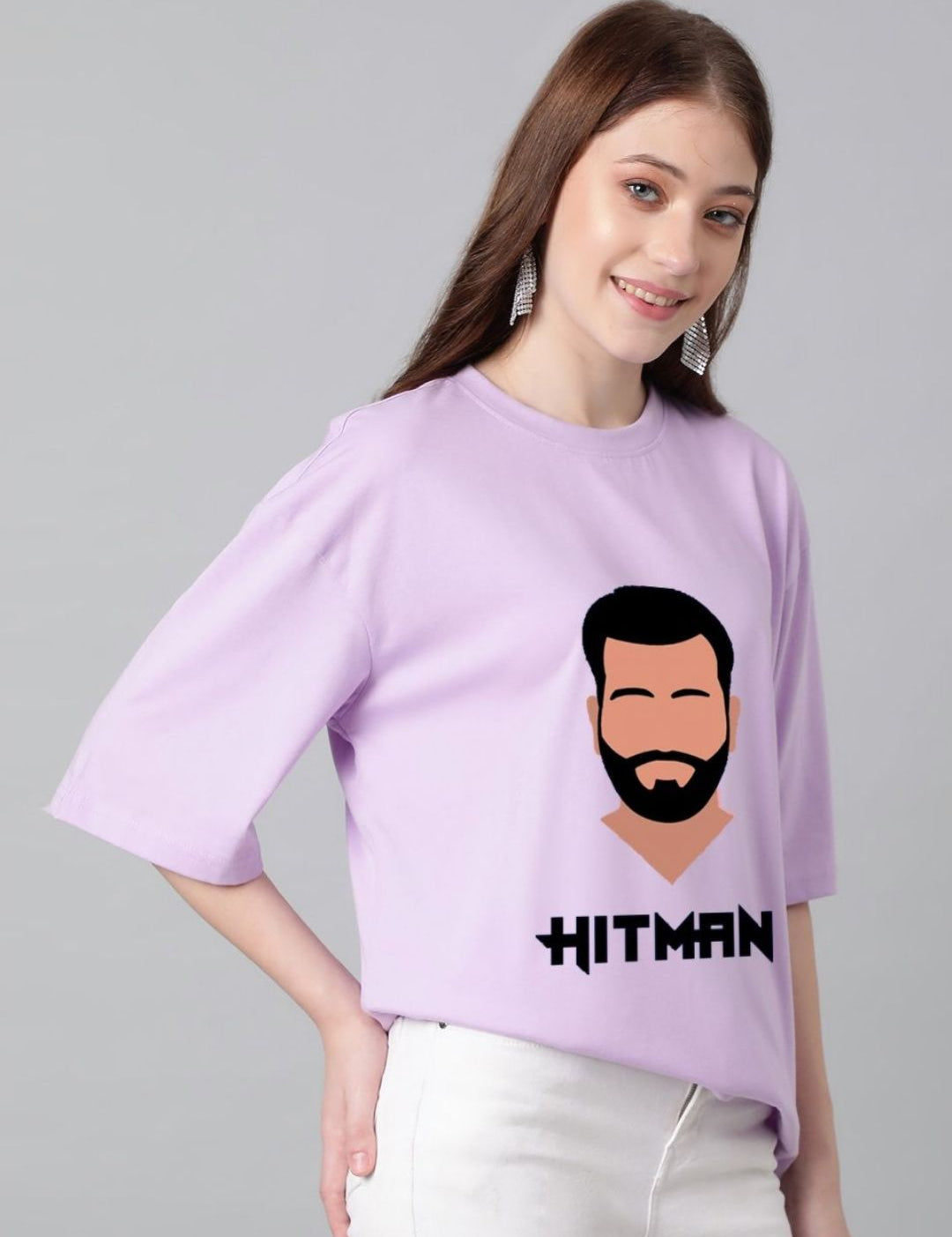 Kotty Women Graphic Printed Round Neck Cotton Oversized T-shirt