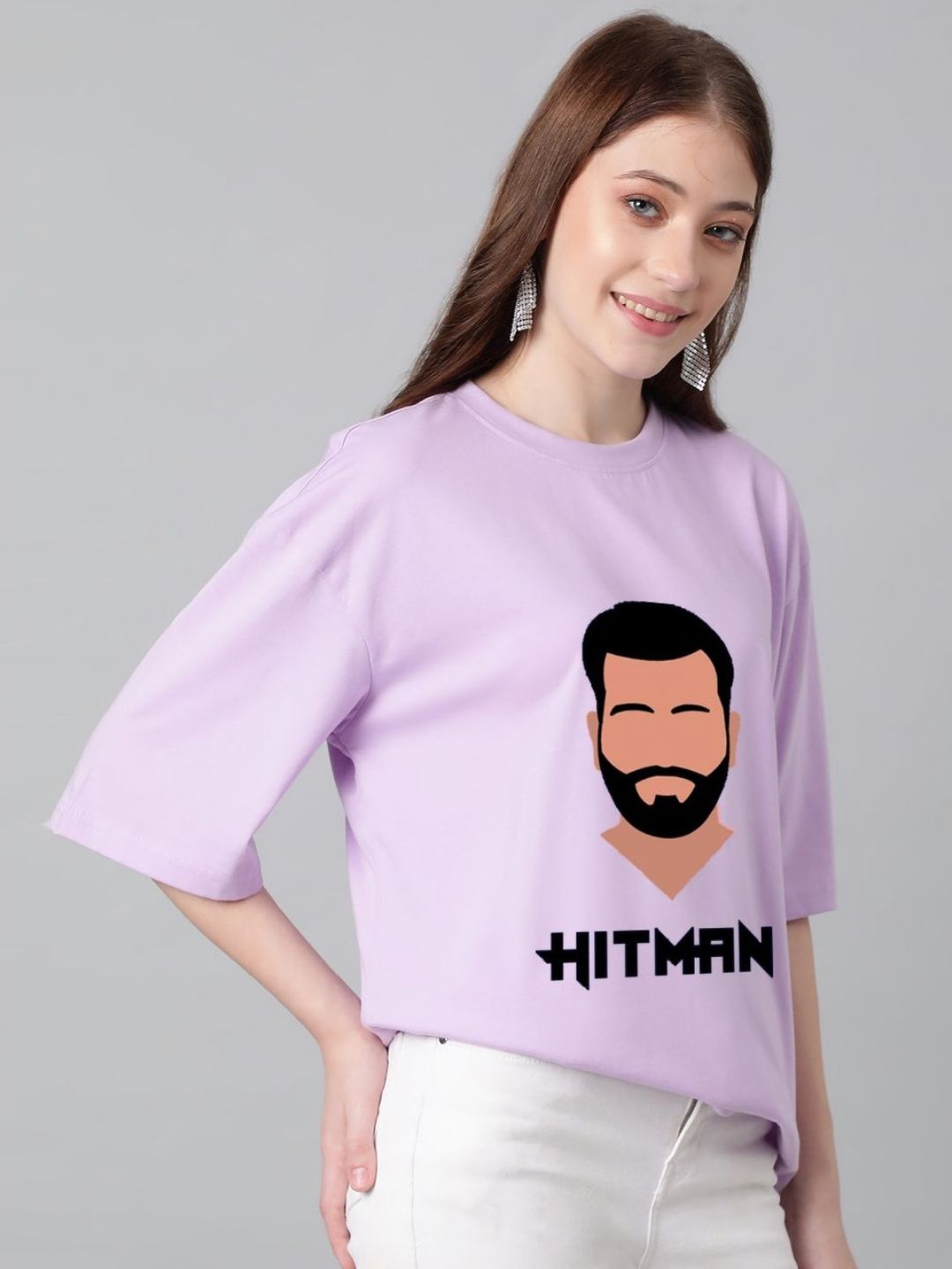 Kotty Women Graphic Printed Round Neck Cotton Oversized T-shirt