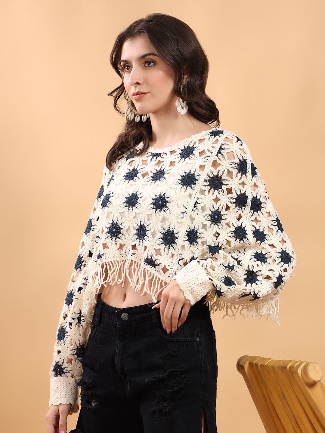 Kotty Embellished Print Cotton Top
