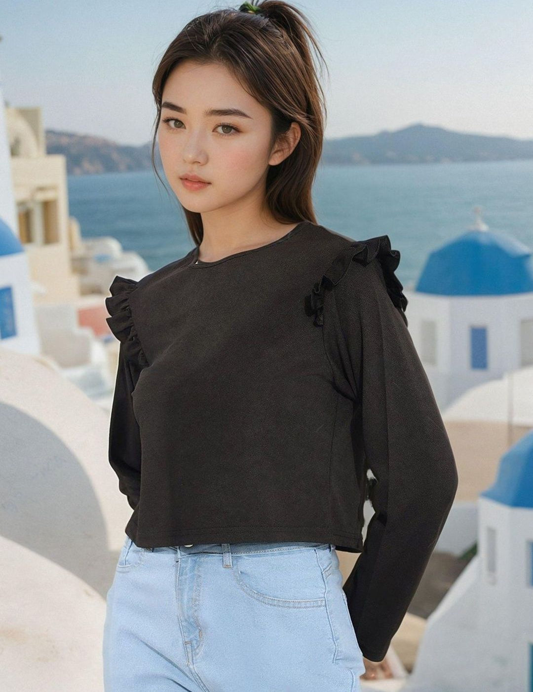 Kotty Women Round Neck Long Sleeves Top