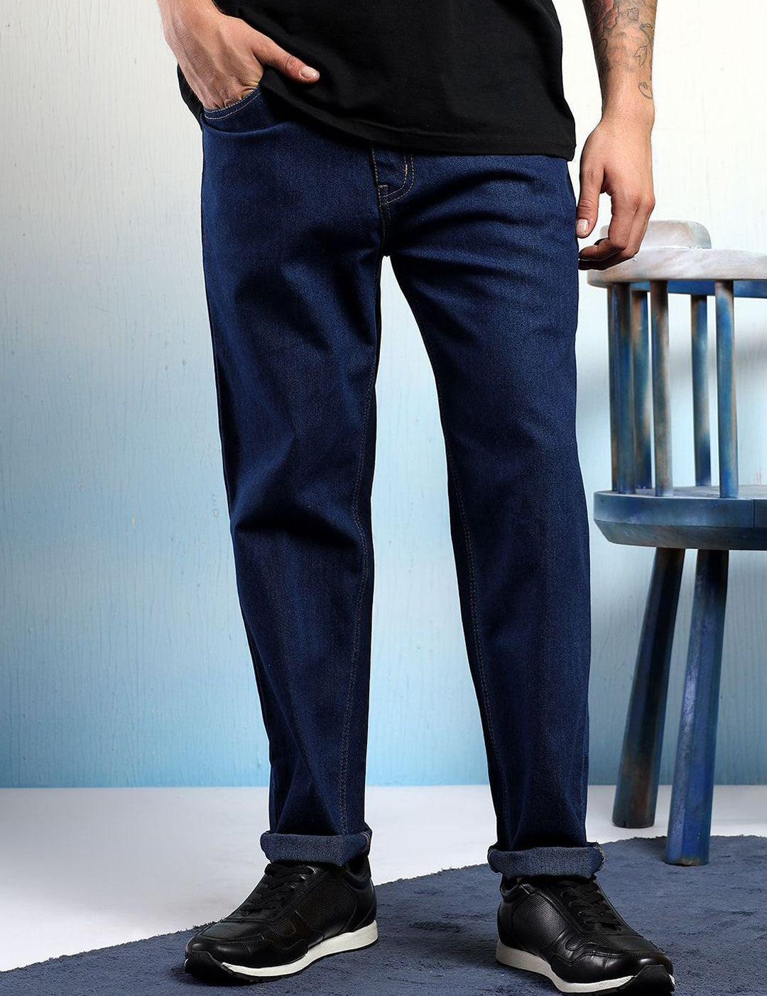 Kotty Men Straight Fit Low-Rise Stretchable Jeans