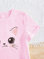 Kotty Girls Graphic Printed Round Neck Cotton Oversized T-shirt