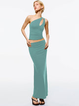 Kotty One-Shoulder Top With Ankle-Length Skirt Co-ords Set