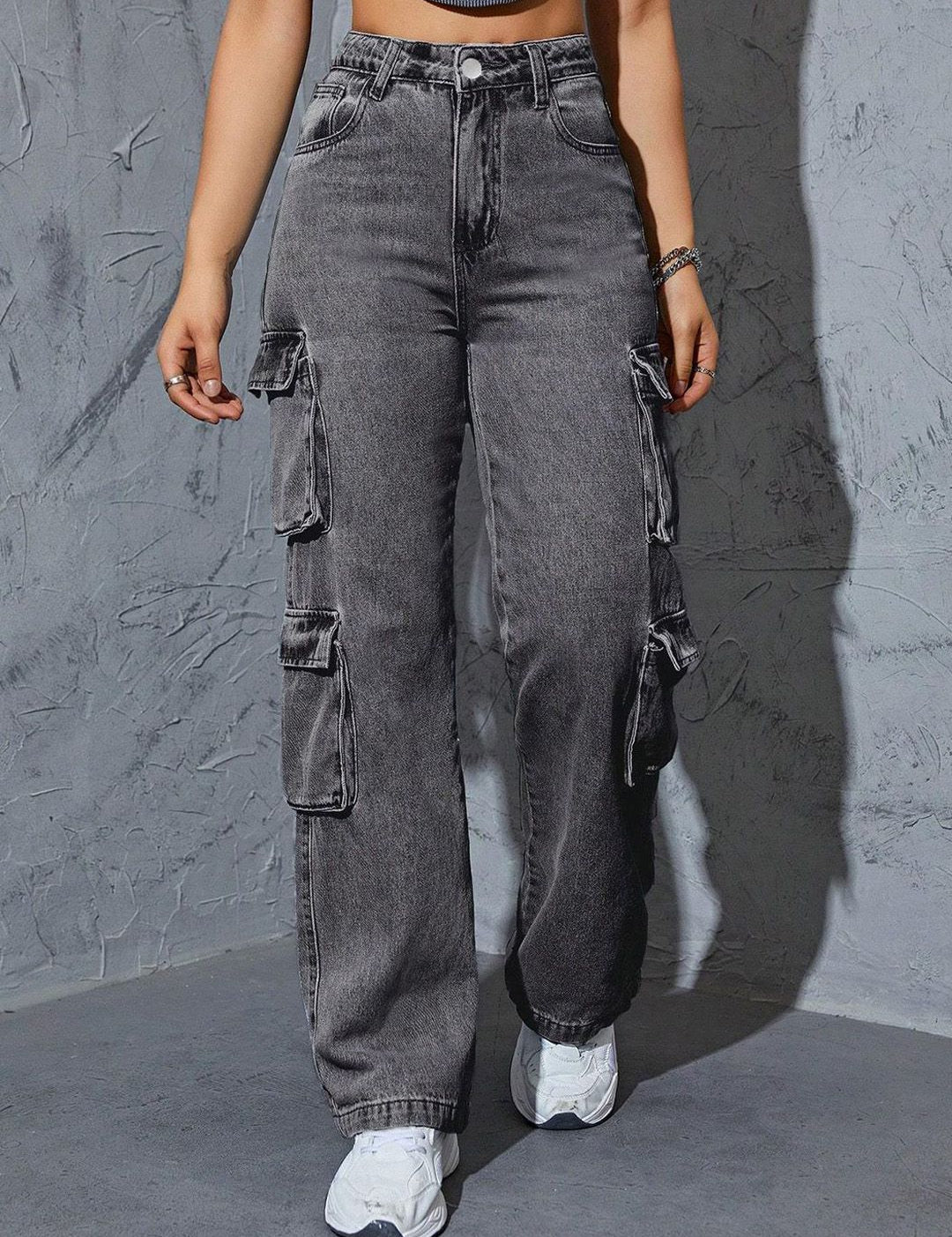 Kotty Women Jean Wide Leg High-Rise Heavy Fade Stretchable Jeans