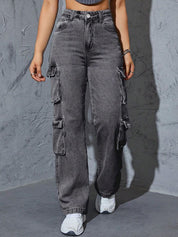 Kotty Women Jean Wide Leg High-Rise Heavy Fade Stretchable Jeans