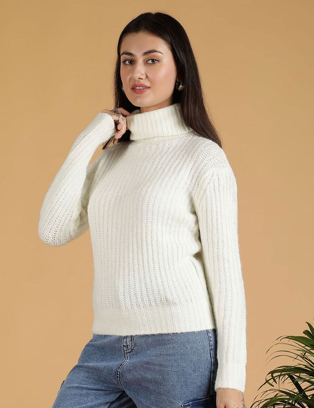 Kotty Women Self Design Cable Knit Pullover Sweater 