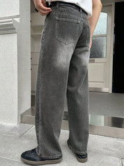 Kotty Men Mid-Rise Jean Wide Leg Heavy Fade Stretchable Cotton Jeans