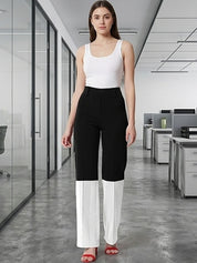 Black Regular Fit Mid-Rise Trousers for Women | Kotty