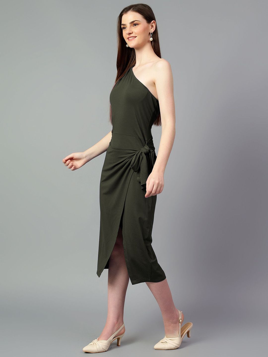 Kotty One Shoulder Sheath Midi Dress